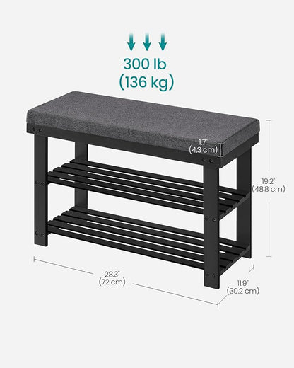 SONGMICS Bamboo Shoe Bench, 3-Tier Shoe Rack Organizer - Image 3