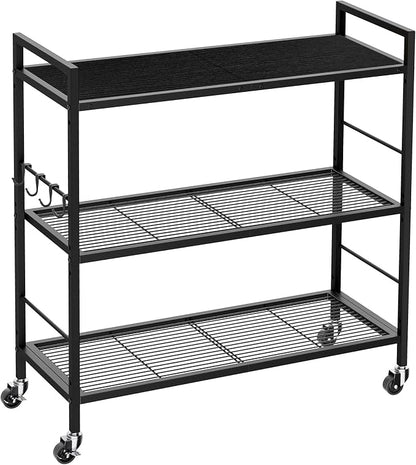 3-Tier Metal Storage Rack with Industrial Wheels, Mesh Shelving Unit with by Unknown