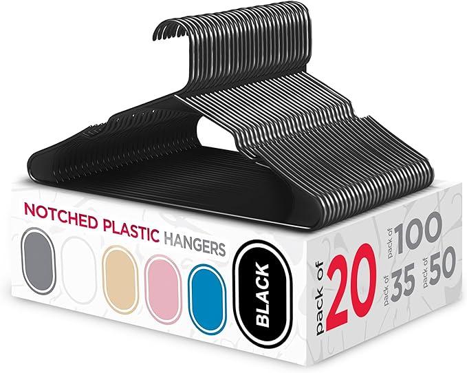 Sharpty Plastic Hangers, Space Saving, Heavy Duty, Fabric-Friendly, Accessories by Sharpty