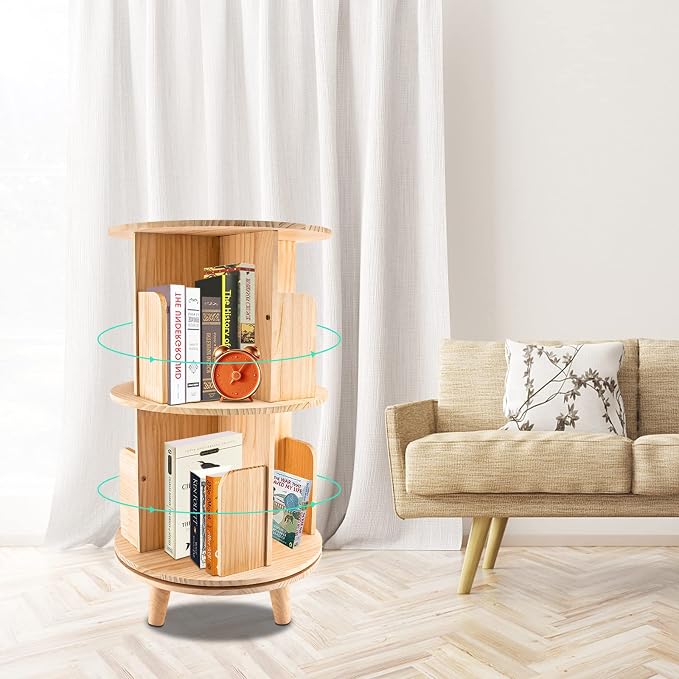 2 Tier Rotating Bookshelf - Image 4