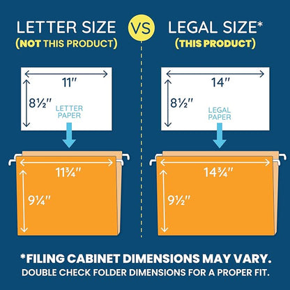 25 Blue Summit Supplies Legal Size Hanging File Folders - Image 2