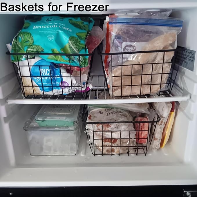 Wire Baskets for Organizing, 4 Pack Household Pantry Basket Black Metal Storage - Image 7