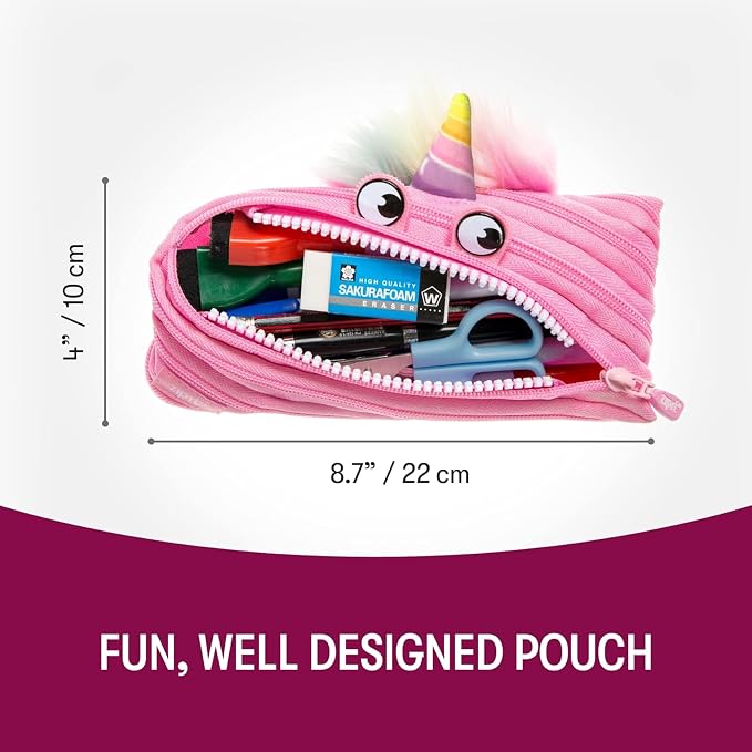 ZIPIT Unicorn Pencil Case for Girls, Cute Zipper Pouch for Kids Teens, - Image 2