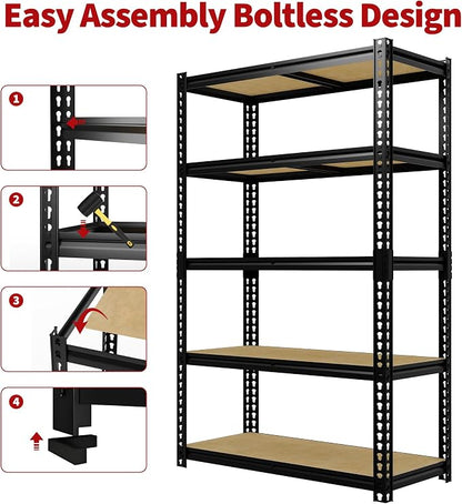 Heavy Duty Garage Storage Shelves, 2500 Lbs Capacity, 5-Tier Adjustable Storage - Image 7