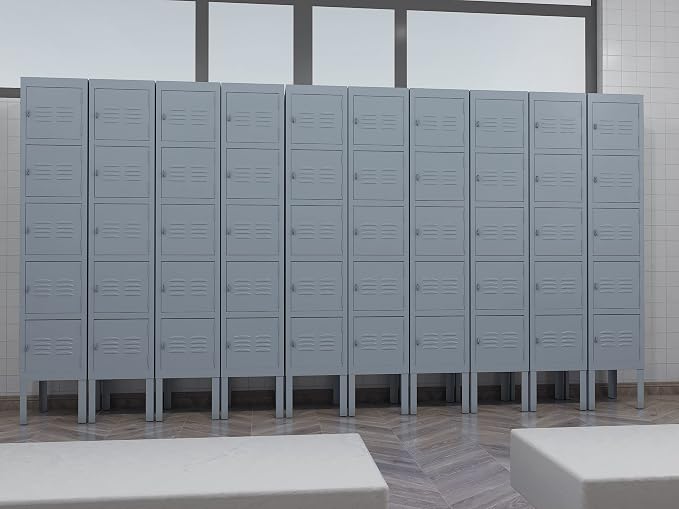 Metal Locker with 5 Doors, 5 Tier Steel Storage Lockers - Image 7