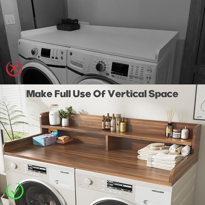 2-Tier Washer and Dryer Countertop, 2.75" H Guard, Large Space Laundry Topper - Image 7