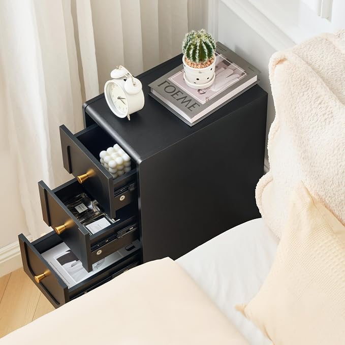 Small Nightstand Set of 2, Narrow Nightstand Slim Couch Side Table - Image 6