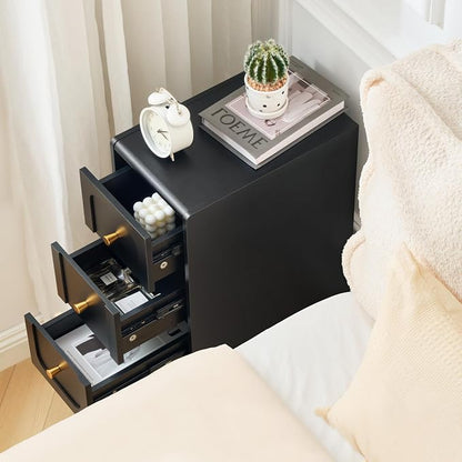 Small Nightstand Set of 2, Narrow Nightstand Slim Couch Side Table - Image 6