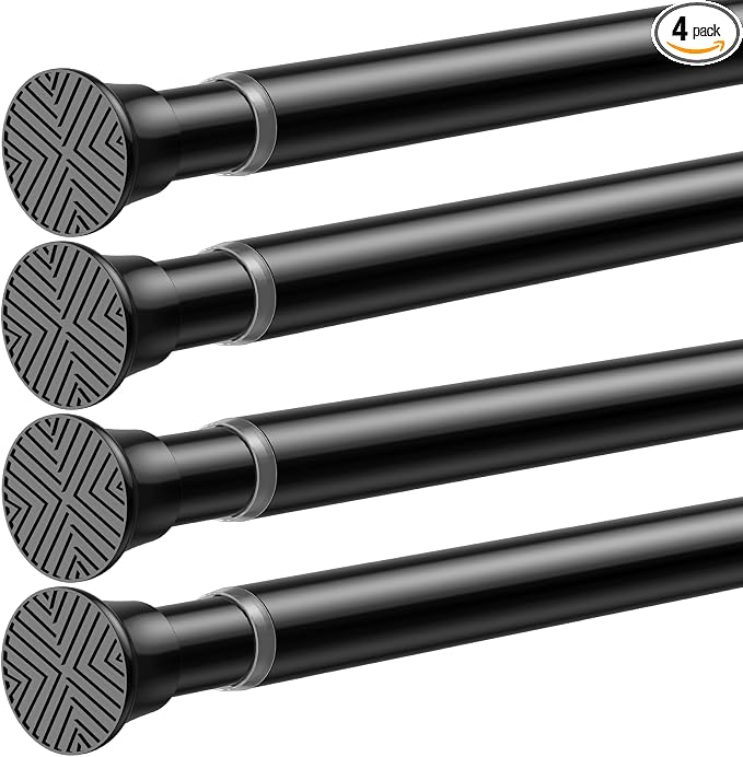 4PCS Black Shower Curtain Rod 23-46Inch, Tension Curtain Rods No Drilling | by SISELBATensionCurtainRod