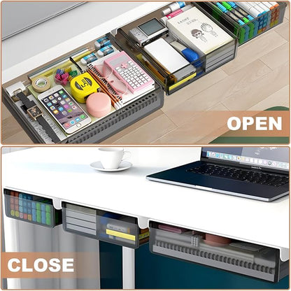 Under Desk Table Drawer Storage Organizer, 3 Pack Large & Medium & Small Slide - Image 6