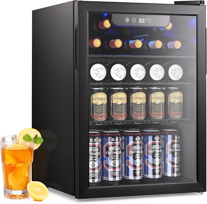 2.7 Cu.ft Beverage Refrigerator Cooler, 95 Can Mini Fridge Glass Door by Electactic