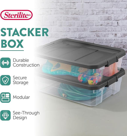 Sterilite 24-Pack Modular Stacker Box, Durable Clear Plastic Storage Bins - Image 2