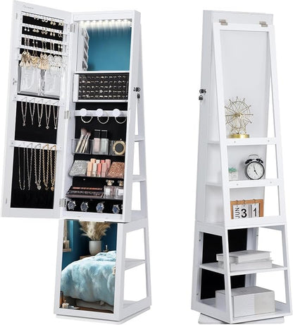 Hzuaneri 16 LEDs Jewelry Cabinet Armoire, Standing Jewelry Organizer by Hzuaneri