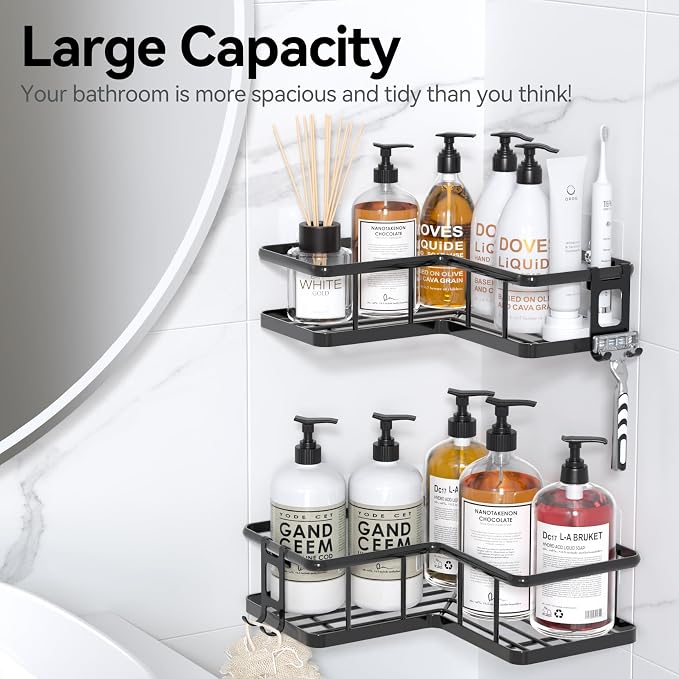 YASONIC Corner Shower Caddy Adhesive, 100% Rustproof Shower Organizer, No Drill - Image 9