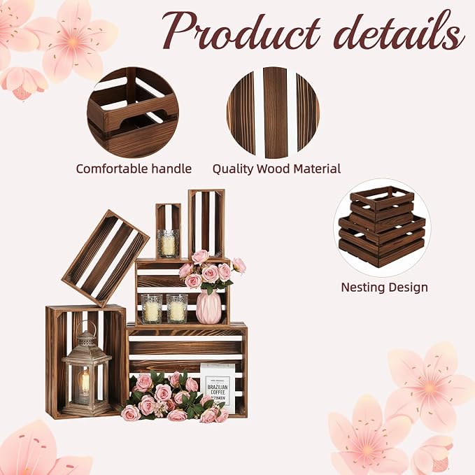 Set of 6 Decorative Wood Crates - Image 3