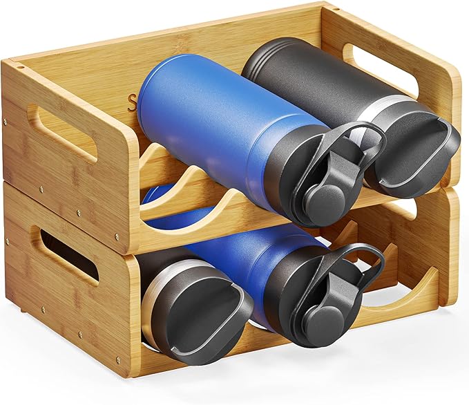 SpaceAid Bamboo Water Bottle Organizer by SpaceAid