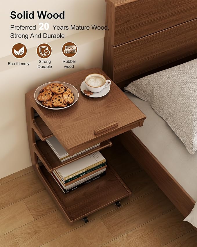 AQIMUELE Rolling Side Table, C Shaped End Table, C Table - Image 5