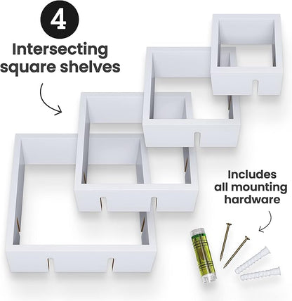 Greenco 4 Cube Intersecting Shelves, Easy-to-Assemble Floating Wall Mount - Image 5