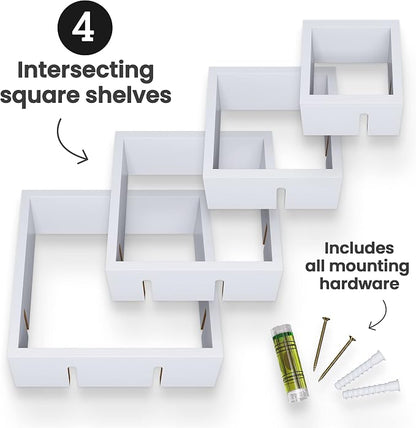 Greenco Gray Floating Cube Shelves - Image 3