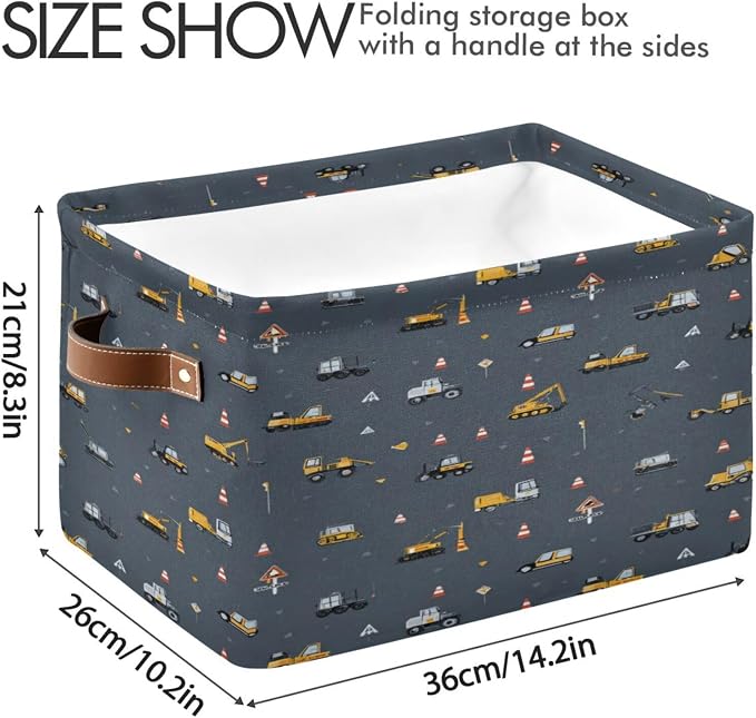 Cute Vehicles Crane Storage Bins Box Foldable Shelf Basket - Image 3