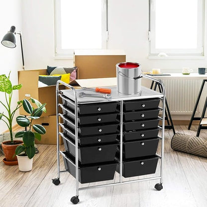 Giantex 12 Drawer Rolling Storage Cart Tools Scrapbook Paper Office School - Image 2