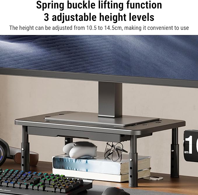 Computer Monitor Stand Riser, Adjustable Height Ergonomic Metal Laptop Stand - Image 2