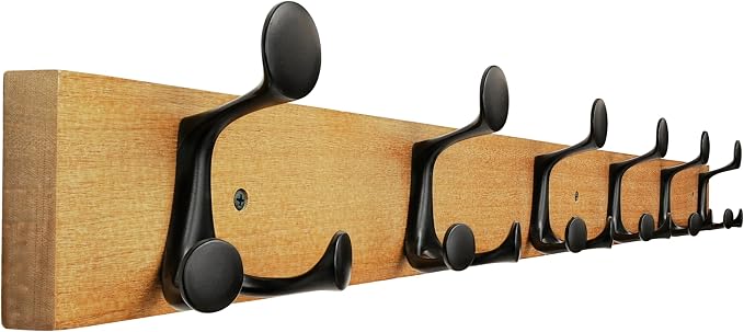 SKOLOO 39-Inch Light Brown Wood Coat Rack Wall Mount by SKOLOO