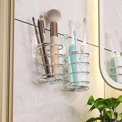 Wall-Mounted Spiral Hair Tool Holder, Adhesive Bathroom Organizer - Image 2
