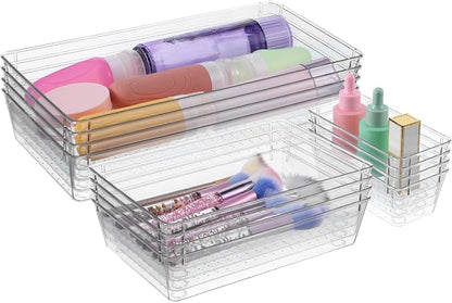 12 Pcs Clear Plastic Drawer Organizer, Kitchen Bathroom Fridge Utensil Vanity - Image 8