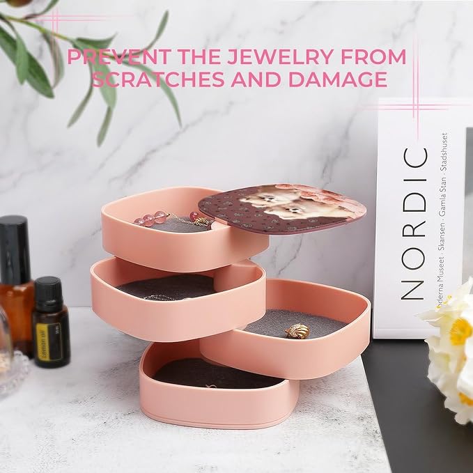 Pomeranians Puppies And Point Rotating Jewelry Organizer Box 4-Layer 360° - Image 6