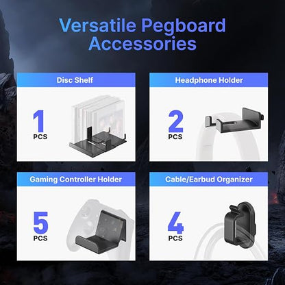 PEGZONE Controller and Headphone Holder Wall Mount, Modular Gaming Pegboard - Image 4