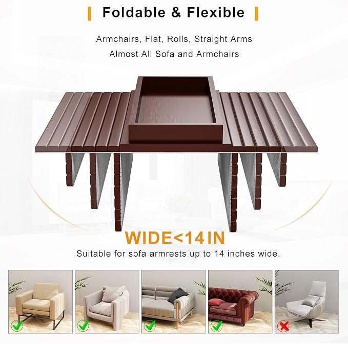 Bestjing Bamboo Sofa Armrest Tray Table - Image 5