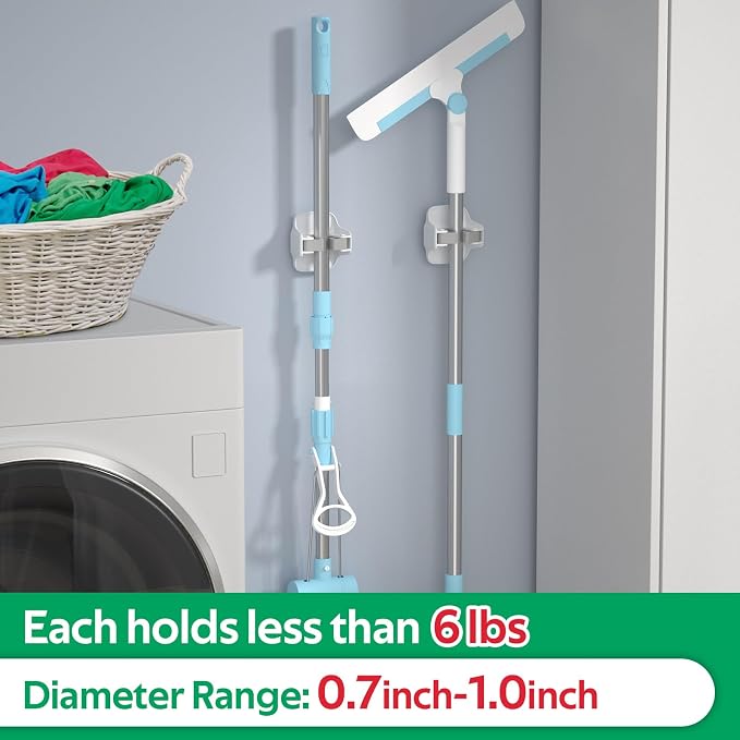 reliahom 5 Pack Broom Holder Wall Mount Mop Grippers No Drilling Self Adhesive - Image 5