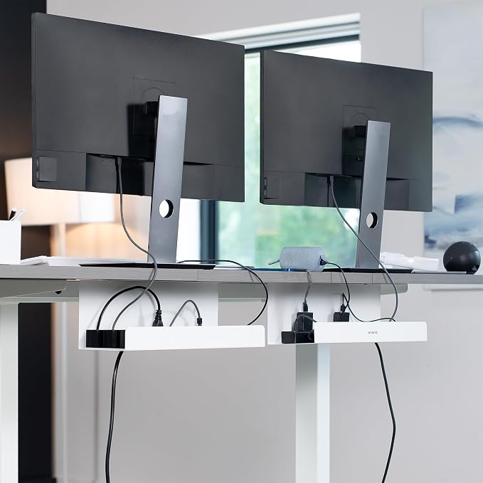 VIVO Under Desk 17 inch Extra Deep Cable Management Trays, Power Strip Holders - Image 8