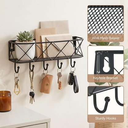 HappyHapi Key Holder Wall Mount, Metal Key Rack, 9.8”Lx2.1”Wx4.1”H | Wall - Image 3