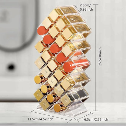 Lipstick Organizer, 28 Slots Acrylic Lip Holder, Stackable Lip Gloss Organizer - Image 2