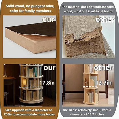 Solid Wood Rotating Round Bookshelf Towers - Image 8