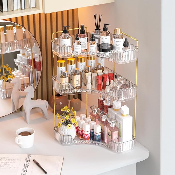 GTI 3-Tier Corner Bathroom Counter Organizer, Large Capacity Makeup Organizer - Image 2