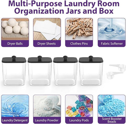 4 Pack Clear Laundry Pods Container, Plastic Square Laundry Room Organization - Image 8