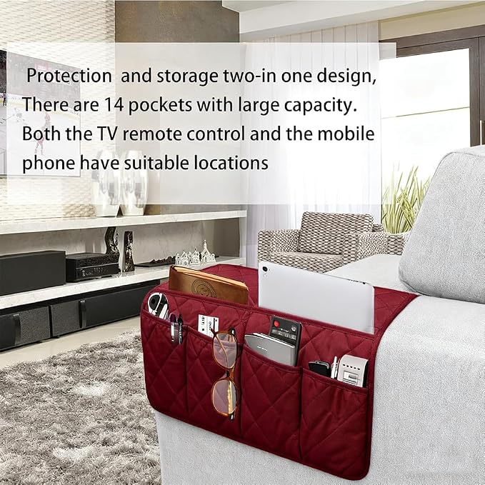 Armchair Caddy, Non Slip Sofa Armrest Organizer, Couch Armrest Remote Control - Image 5