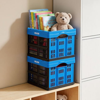 VEVOR Plastic Collapsible Storage Bins, 25L 3 Packs, Stackable Folding Storage - Image 8