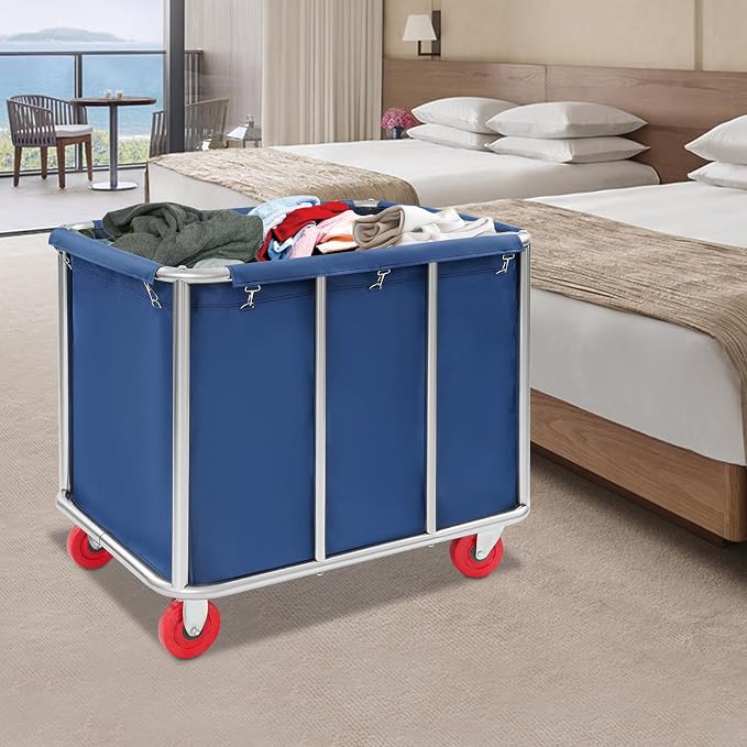 Commercial Laundry Cart with Wheels, Laundry Hamper Cart, Heavy Duty Rolling - Image 5