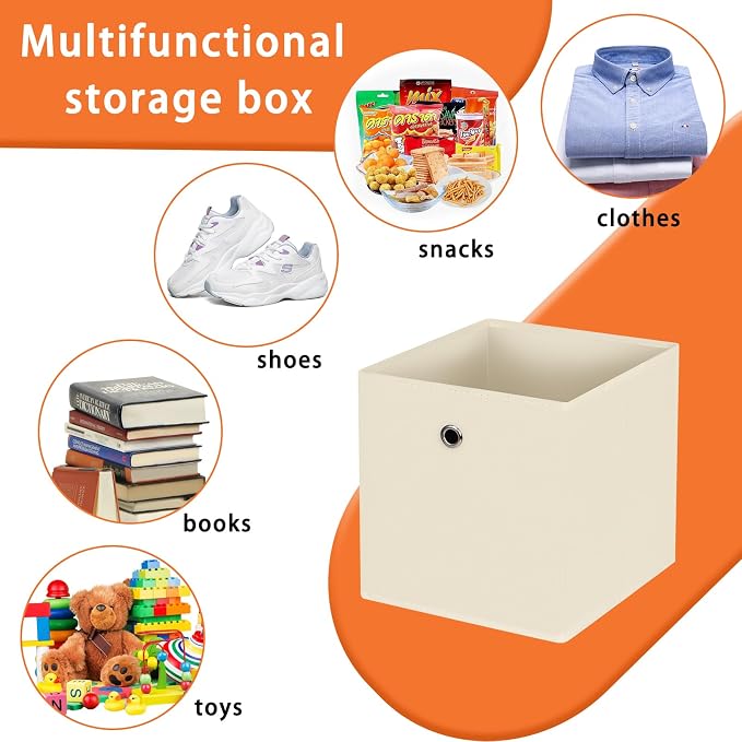 Foldable Storage Cubes Bins, 11 Inch Cloth Storage Cube Fabric Storage Box - Image 3