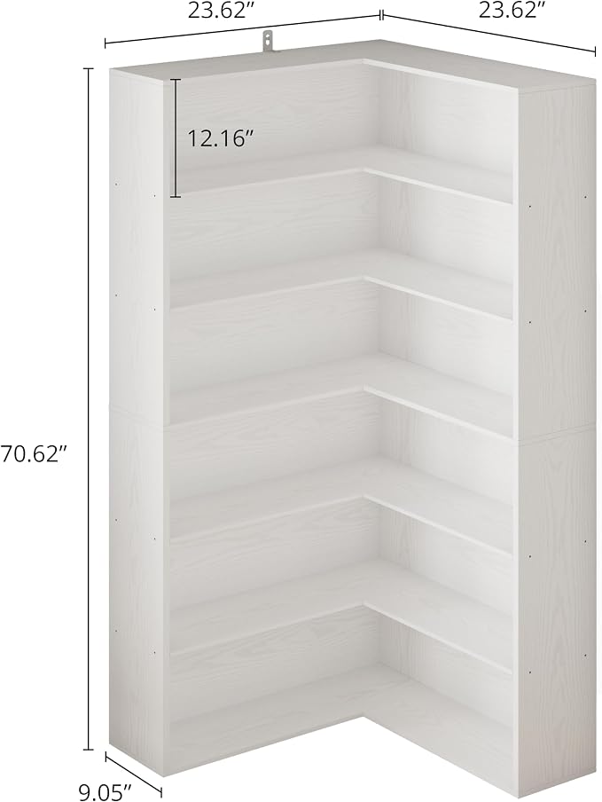 ANCTOR Corner Bookshelf, 6 Tiers Corner Bookcases - Image 2
