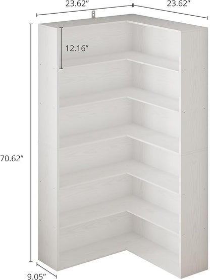 ANCTOR Corner Bookshelf, 6 Tiers Corner Bookcases - Image 2