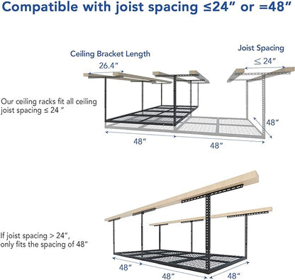 FLEXIMOUNTS 4x8 Overhead Garage Storage Rack, Adjustable Organization System - Image 4