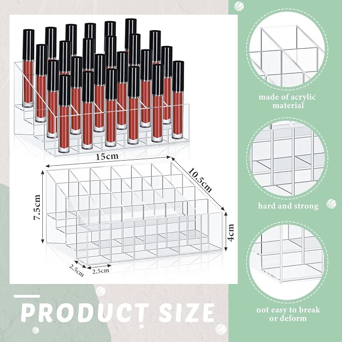 Macarrie 6 Pieces Lipstick Holder 24 Slot Clear Acrylic Lipgloss Organizer - Image 2