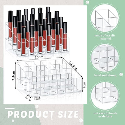 Macarrie 6 Pieces Lipstick Holder 24 Slot Clear Acrylic Lipgloss Organizer - Image 2