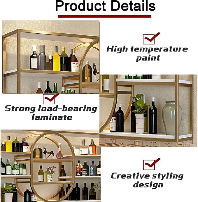 55.1IN Large Wall Mount Wine Rack, Metal 4 Tier Hanging Bottle Holder - Image 5