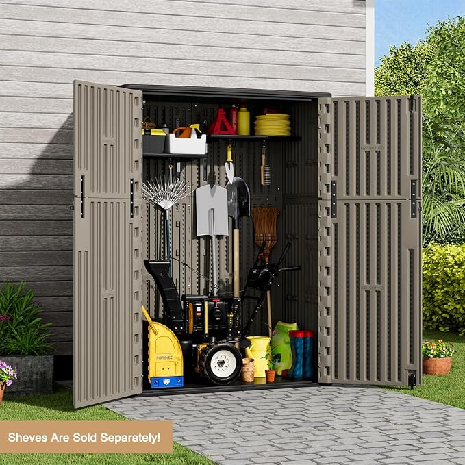KINYING Outdoor Vertical Storage Shed, 57 Cu.ft Outdoor Storage Cabinet - Image 5